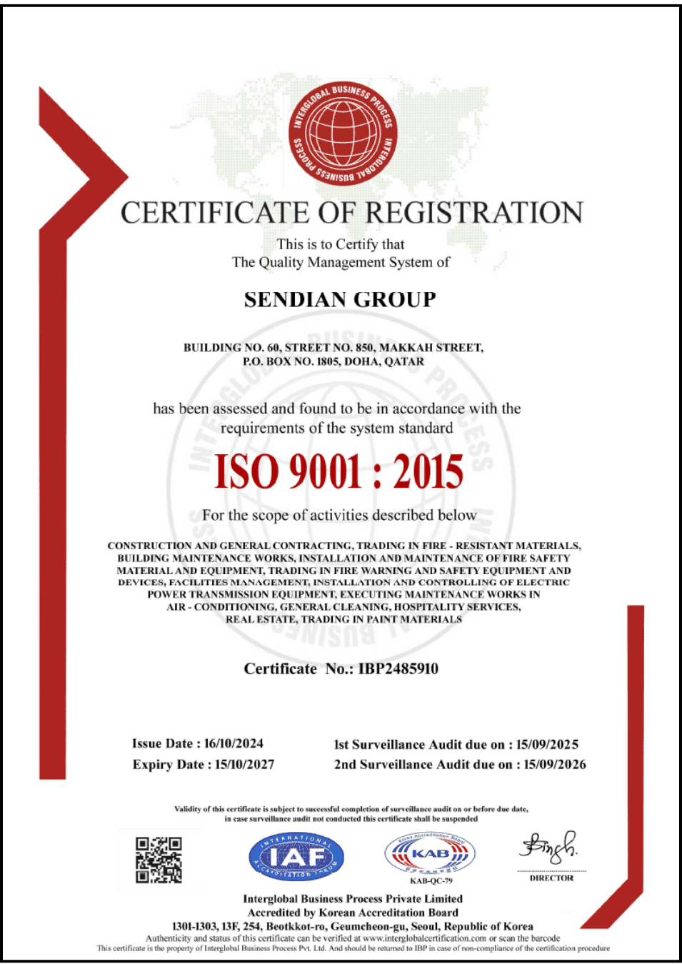 ISO 9001 certificate